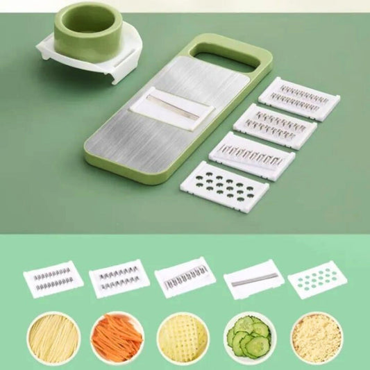 5-in-1 Stainless Steel Vegetable Cutter – Multifunctional Grater, Slicer, Shredder & Peeler Ar