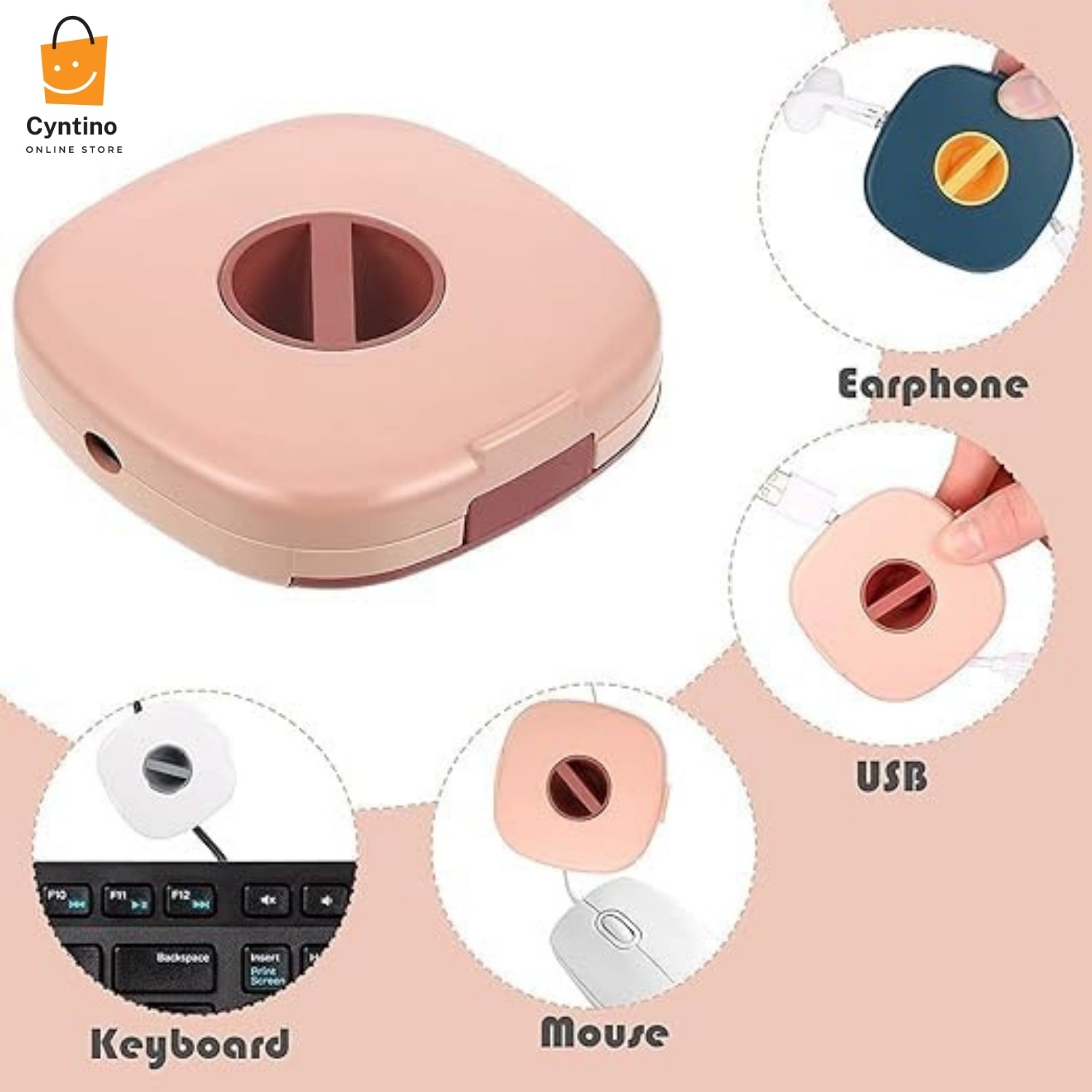 2-in-1 Mobile Holder & Cable Organizer Handsfree Phone Stand with Wire Storage Box Cyntinostore